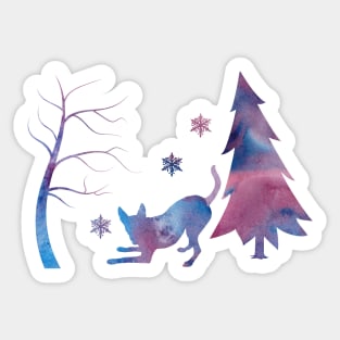 Kelpie Dog Art Winter Snowflakes Sticker